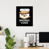 Poster Smores Code Funny Food Pun Dark BG (Bureau à domicile)