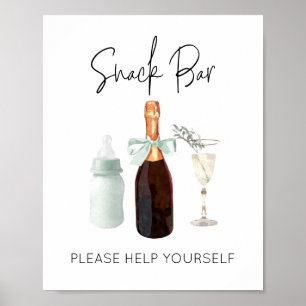 Poster Snack Bar Sign for Baby shower Green Sip & See