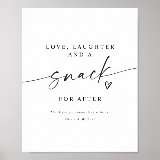 Poster Snack for After Modern Handwritten Wedding Sign (Devant)