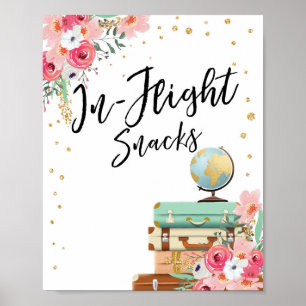 Poster Snacks en vol Panneau bar Voyage Douche Aventure