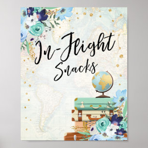 Poster Snacks en vol Panneau bar Voyage Douche Aventure