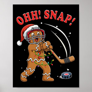 Poster Snap Noël Santa Gingerbread Jouant au Hockey Pl