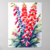 Poster Snapdragons de peinture aquarelle (Devant)