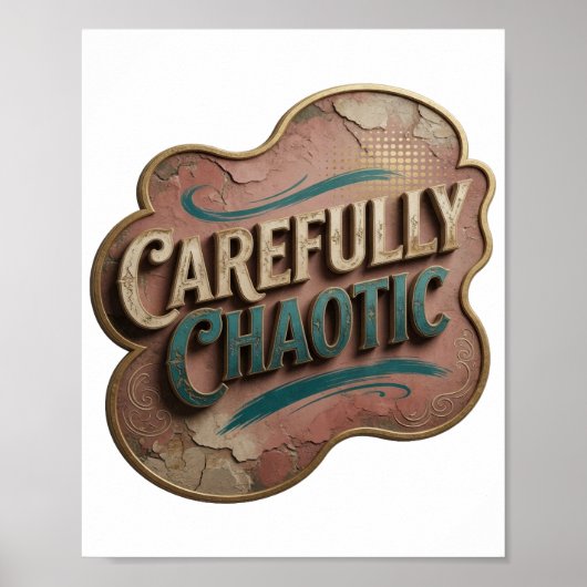 Poster Snappy Gold CAREFULLY CHAOTIC Texte d'art 3D (Devant)