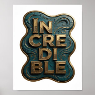 Poster Snappy Gold INCREDIBLE Art de texte 3D