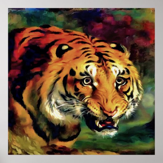 Poster Snarling Tiger Artistic Portrait (Devant)