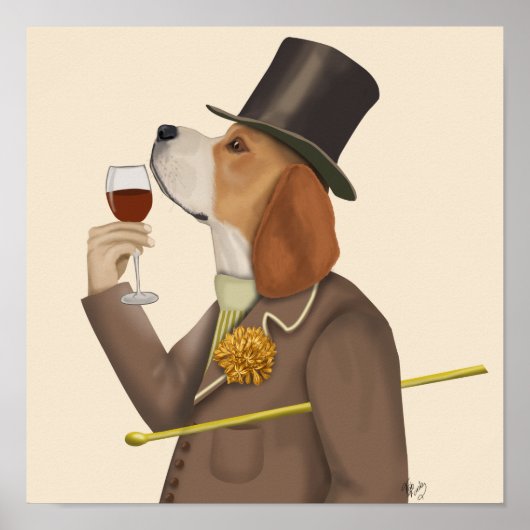 Poster Snob de vin beagle (Devant)