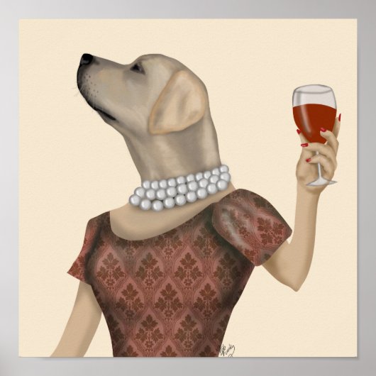 Poster Snob de vin du Labrador jaune (Devant)