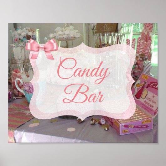 Poster snoep balk  roze Baby shower (Voorkant)