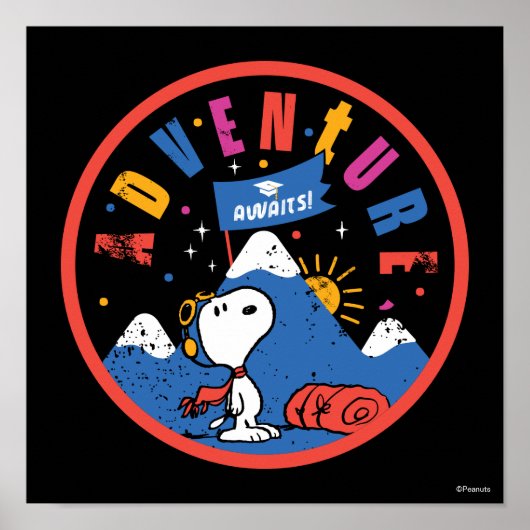 Poster Snoopy Adventure Awaits Graduation Mountain Design (Devant)