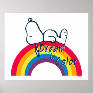 Poster Snoopy   Rêver en couleur arc-en-ciel