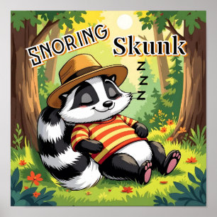 Poster Snording Skunk Belle caricature de l'art de la p