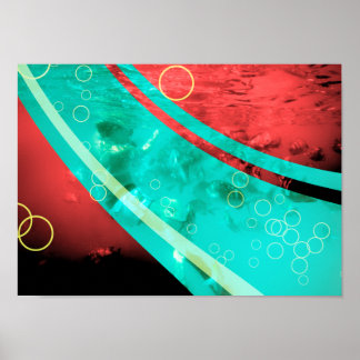 Poster snorkeling rouge rétro
