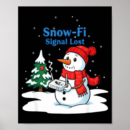 Poster Snow-fi Signal Lost Funny Christmas Snowman Wifi (Devant)