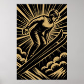 Poster Snow Skier Retro Art Deco (Devant)