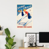 Poster Snow Trains Skiing Boston and Maine Vintage Ski (Bureau à domicile)