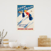 Poster Snow Trains Skiing Boston and Maine Vintage Ski (Cuisine)