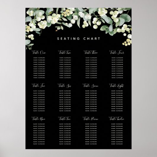 Poster Snowberry Christmas Fête de Noël Carte de siège (Devant)