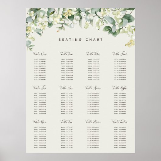 Poster Snowberry Christmas Fête de Noël Carte de siège (Devant)