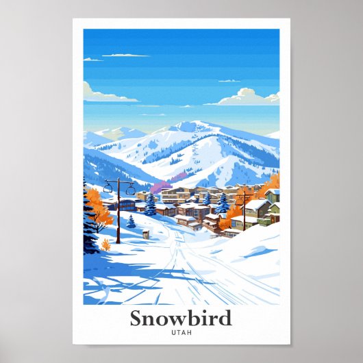 Poster Snowbird Utah USA Illustration Vintage de voyage (Devant)
