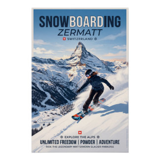 Poster Snowboard à Zermatt