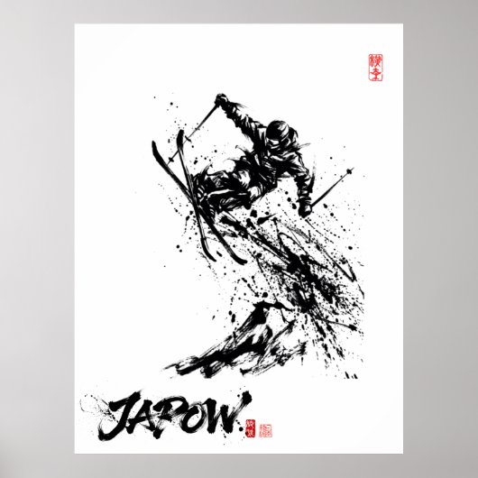 Poster Snowboard Brush Art - Skier Jump (Devant)