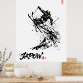 Poster Snowboard Brush Art - Skier Jump (Cuisine)