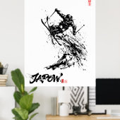 Poster Snowboard Brush Art - Skier Jump (Bureau à domicile)