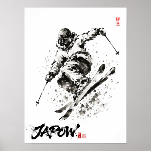 Poster Snowboard Brush Art - Skier light (Devant)