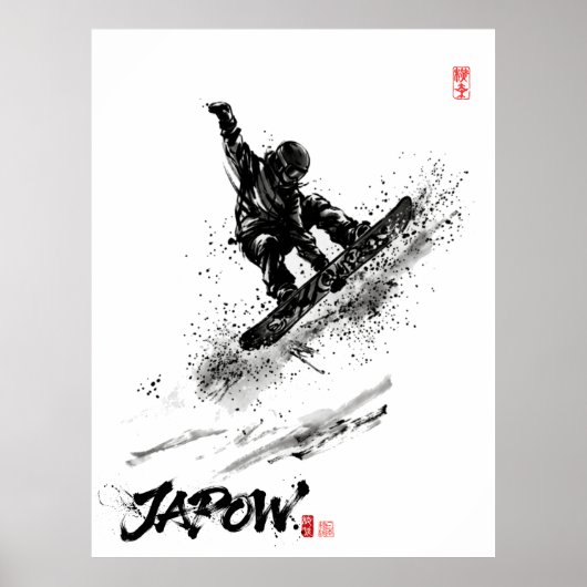 Poster Snowboard Brush Art - Snowboarder Grab (Devant)