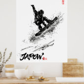 Poster Snowboard Brush Art - Snowboarder Grab (Cuisine)