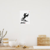 Poster Snowboard Brush Art - Snowboarder Grab Jump (Cuisine)
