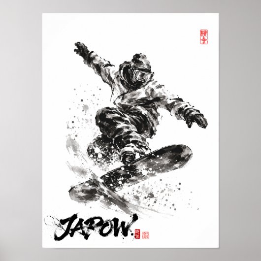 Poster Snowboard Brush Art - Snowboarder light (Devant)