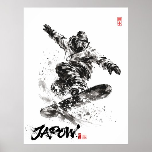 Poster Snowboard Brush Art - Snowboarder light (Devant)
