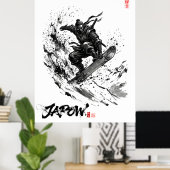 Poster Snowboard Brush Art - Snowboarder Ninja (Bureau à domicile)