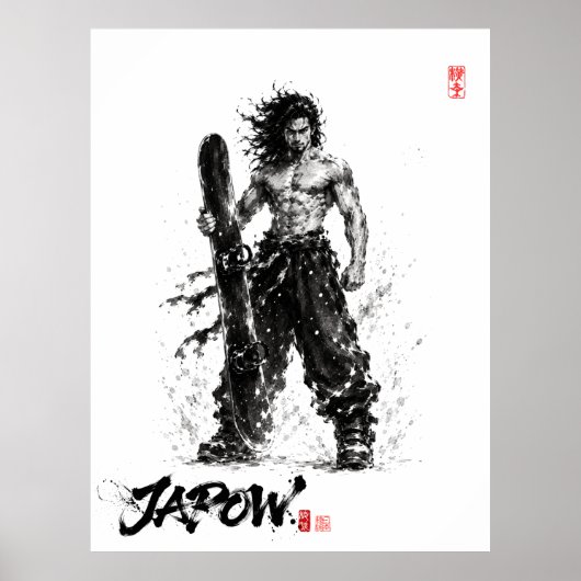 Poster Snowboard Brush Art - Standing Samurai Musashi (Devant)