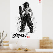 Poster Snowboard Brush Art - Standing Samurai Musashi (Cuisine)