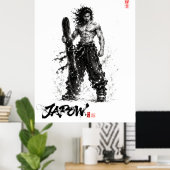 Poster Snowboard Brush Art - Standing Samurai Musashi (Bureau à domicile)