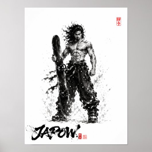 Poster Snowboard Brush Art - Standing Samurai Musashi (Devant)