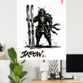 Poster Snowboard Brush Art - Standing Samurai Ski (Bureau à domicile)