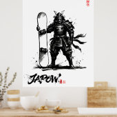 Poster Snowboard Brush Art - Standing Samurai Snowboard (Cuisine)