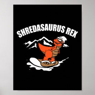 Poster Snowboard Dinosaur Funny Snowboard Cadeau enfant