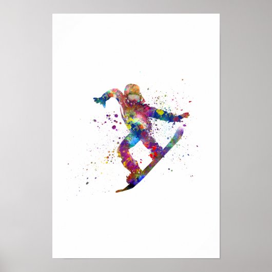 Poster Snowboard en aquarelle (Devant)
