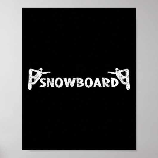 Poster Snowboard Funky Distressed Look Snowboard Snowboar (Devant)