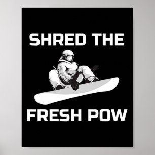 Poster Snowboard Graphiste Snowboardeur Partager Le Pow S