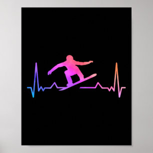 Poster Snowboard Heartbeat 80s 90s Retro Winter Snowboard
