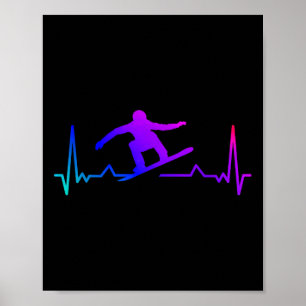 Poster Snowboard Heartbeat 80s 90s Retro Winter Snowboard