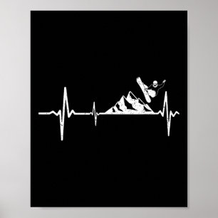 Poster Snowboard Heartbeat Mountain Pulse Snowboard