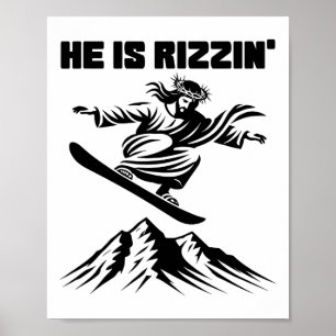 Poster Snowboard Jesus Christ Snowboard Rizzin' Neige C