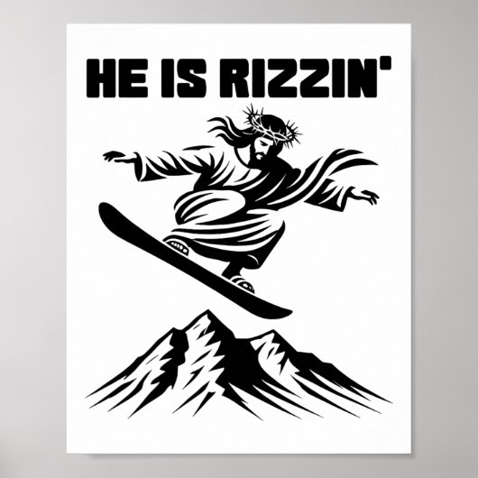Poster Snowboard Jesus Christ Snowboard Rizzin' Neige C (Devant)
